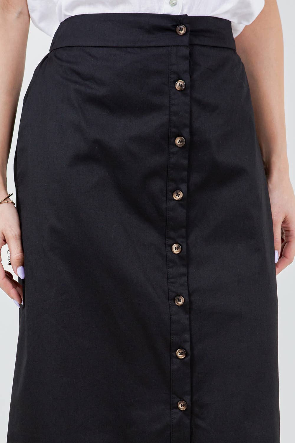 The Button Front A-Line Midi Skirt