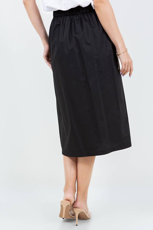 The Button Front A-Line Midi Skirt